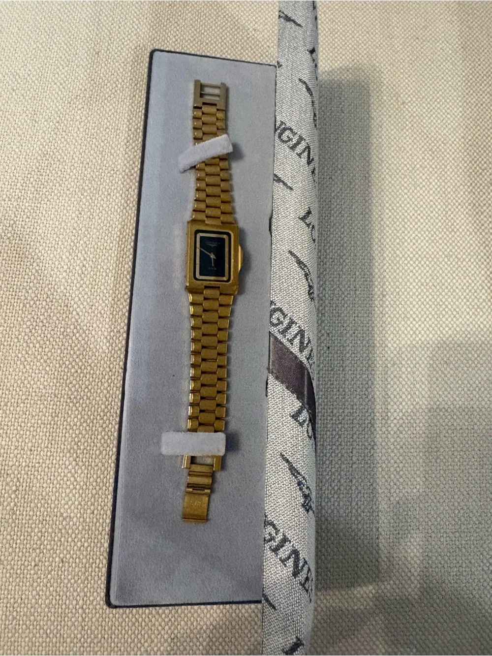 Men’s Longines 80’s Gold-Tone Bracelet Watch Olympics style with Black Dial